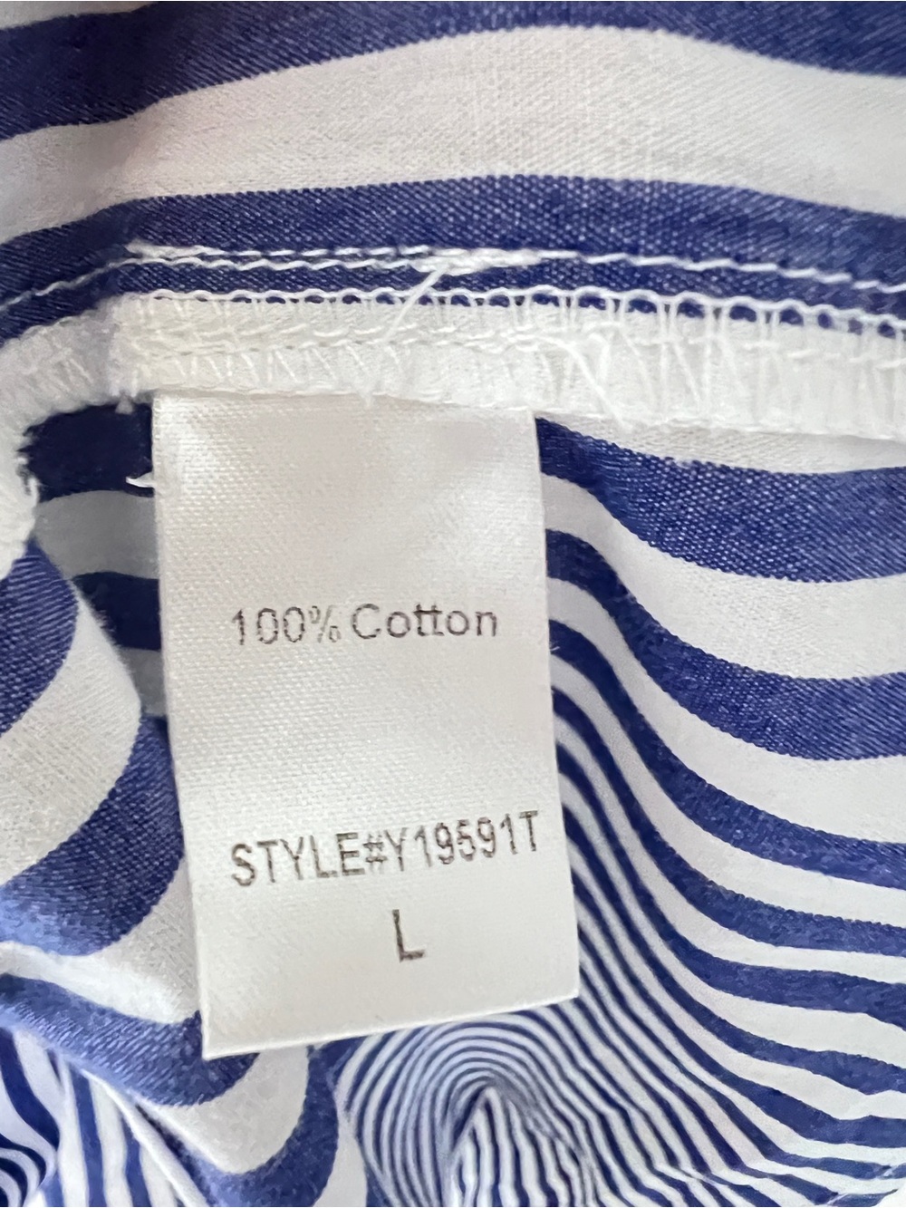 Pomander Place Kenzo Blue and White Stripe Cotton Poplin Tiered Mini Dress - Picture 13 of 13